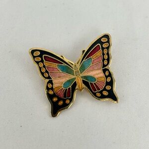 Vintage Painted Enamel Butterfly Brooch